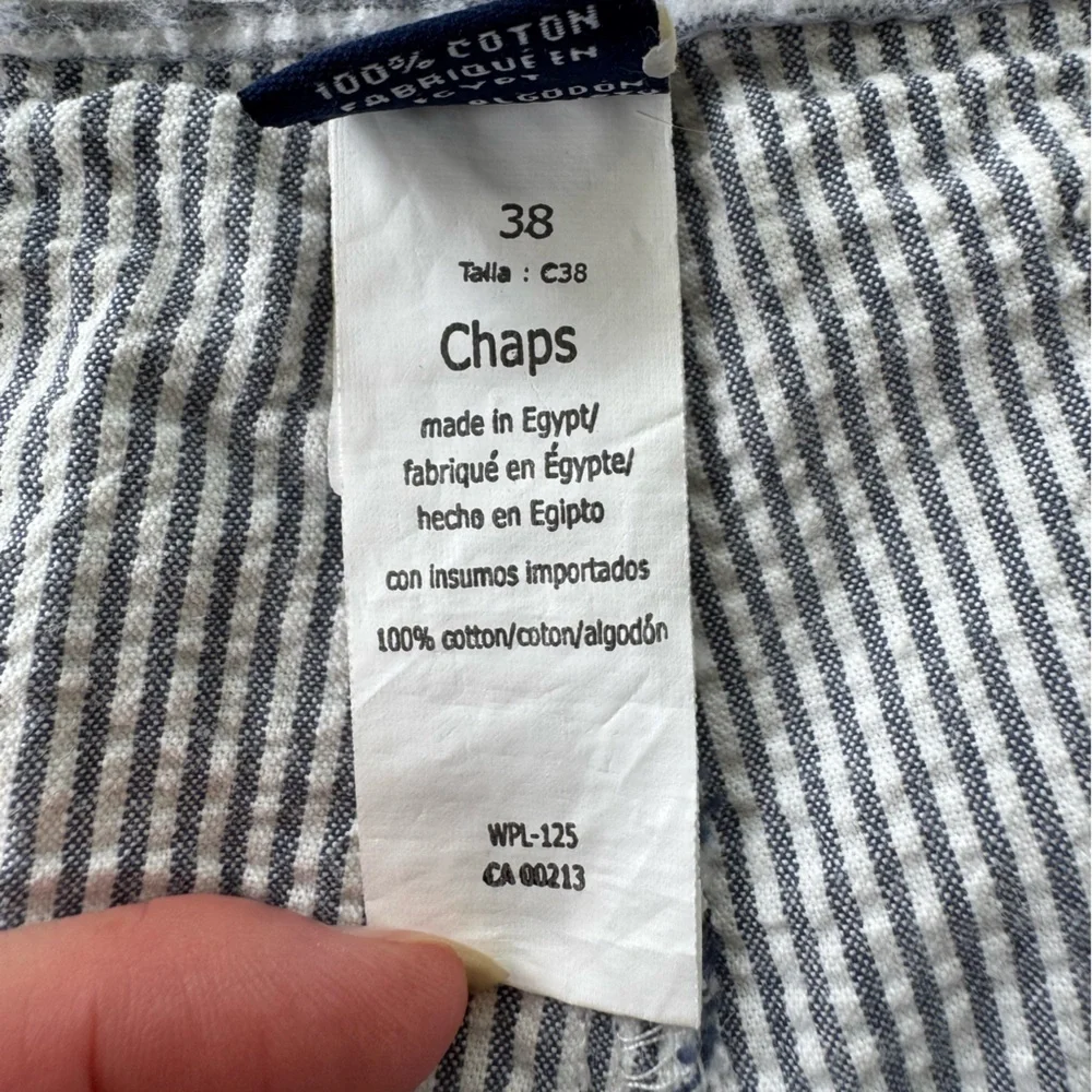 CHAPS Gray White Striped Seersucker Cotton Shorts Size 38 Waist
